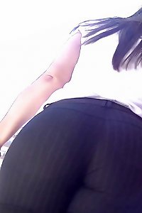 devours chinese babe with immense booty in tight trousers